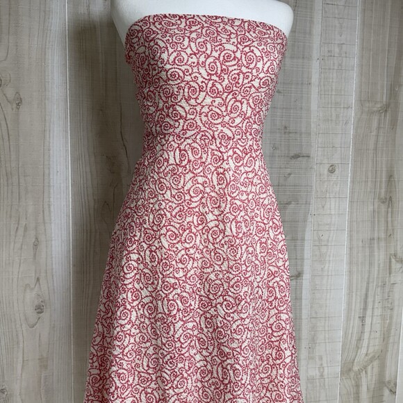 Y2K J. Crew Strapless Empire Waist Pink White Dress Cocktail Resort 6P - Picture 4 of 10